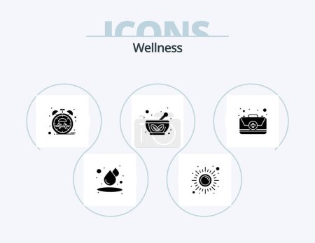 Illustration for Wellness Glyph Icon Pack 5 Icon Design. emergency. saucer. beat. herbal bowl. bowl - Royalty Free Image