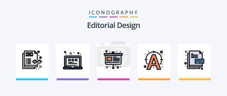 Téléchargez les illustrations : Editorial Design Line Filled 5 Icon Pack Including camera lens. connect. checklist. write. edit. Creative Icons Design - en licence libre de droit