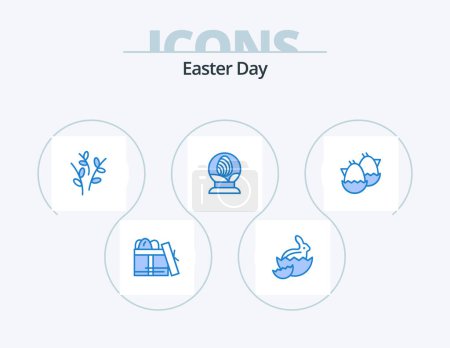 Illustration for Easter Blue Icon Pack 5 Icon Design. baby. easter. buds. egg. glass - Royalty Free Image