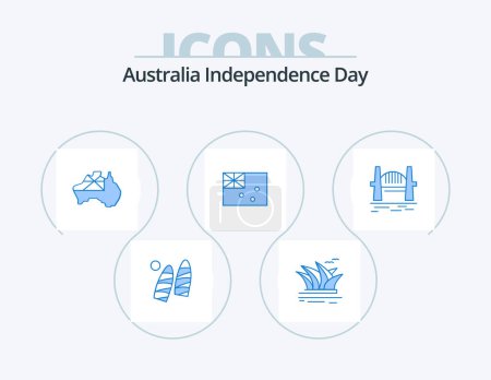 Illustration for Australia Independence Day Blue Icon Pack 5 Icon Design. australia. country. sydney. australia. flag - Royalty Free Image