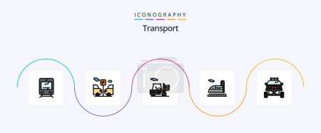 Illustration for Transport Line Filled Flat 5 Icon Pack Including transport. car. outline. bike. tunnel - Royalty Free Image