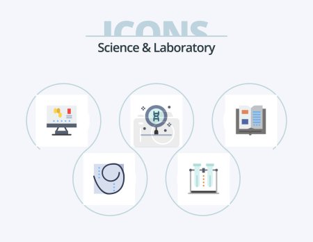 Illustration for Science Flat Icon Pack 5 Icon Design. search. laboratory. tube. dna. science - Royalty Free Image