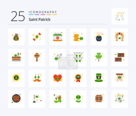 Illustration for Saint Patrick 25 Flat Color icon pack including patrick. irish. calendar. ireland. shamrock - Royalty Free Image