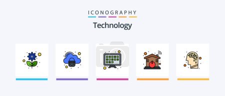 Ilustración de Technology Line Filled 5 Icon Pack Including brain. recognition. wire. human. binary. Creative Icons Design - Imagen libre de derechos