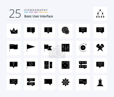 Illustration for Basic 25 Solid Glyph icon pack including interface. basic. internet. mark. country - Royalty Free Image