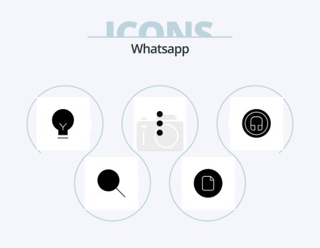 Téléchargez les illustrations : Whatsapp Glyph Icon Pack 5 Icon Design. basic. earphone. light. ui. app - en licence libre de droit