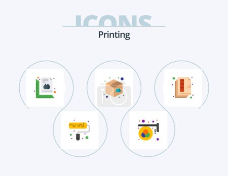 Téléchargez les illustrations : Impression Flat Icon Pack 5 Icône Design. document. entrepôt. mesure. marchandises. document - en licence libre de droit