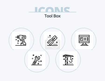 Illustration for Tools Line Icon Pack 5 Icon Design. tools. garage. perforator. car. tool - Royalty Free Image