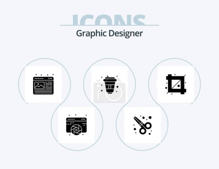 Téléchargez les illustrations : Graphic Designer Glyph Icon Pack 5 Icon Design. crop tool. designer. graphic. paris. cola - en licence libre de droit