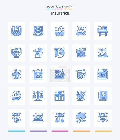 Ilustración de Creative Insurance 25 Blue icon pack  Such As wheels. bed. crash. heart. hold - Imagen libre de derechos
