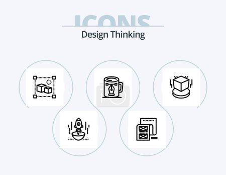 Ilustración de Design Thinking Line Icon Pack 5 Icon Design. photo. camera. nib. light. solution - Imagen libre de derechos
