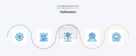 Illustration for Halloween Blue 5 Icon Pack Including halloween. coin. candy. spell. mage - Royalty Free Image
