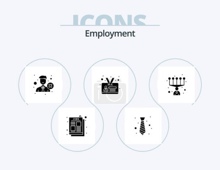Illustration for Employment Glyph Icon Pack 5 Icon Design. personal. id card. tie. employee. recruitment - Royalty Free Image