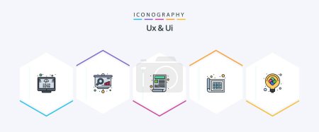 Illustration for Ux And Ui 25 FilledLine icon pack including solution. light bulb. page. idea. web design - Royalty Free Image