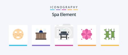 Illustration for Spa Element Flat 5 Icon Pack Including element. plumeria. spa. wellness. relaxation. Creative Icons Design - Royalty Free Image