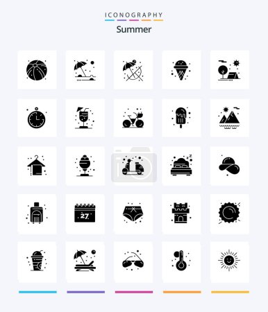 Illustration for Creative Summer 25 Glyph Solid Black icon pack  Such As sun. holiday. relax. camping. summer - Royalty Free Image