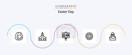 Ilustración de Easter Line 5 Icon Pack Including gift. holiday. easter. spring. holiday - Imagen libre de derechos