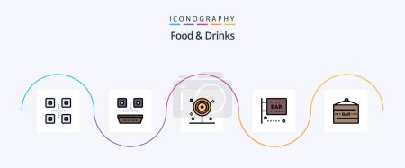 Illustration for Food and Drinks Line Filled Flat 5 Icon Pack Including food and drink. drink bar. bar. bar sign. science and computing - Royalty Free Image
