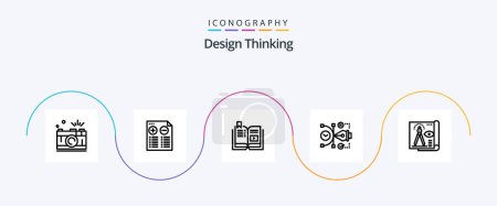Téléchargez les illustrations : Design Thinking Line 5 Icône Pack Y compris numérique. vecteur. moins. dossier. éducation - en licence libre de droit