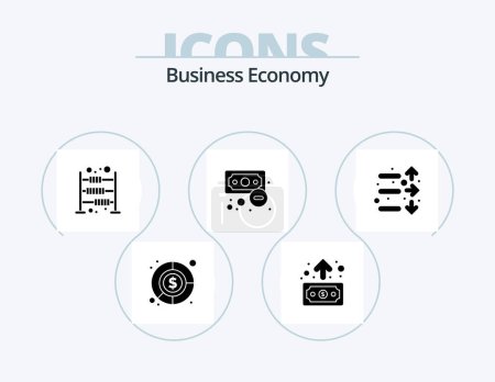 Téléchargez les illustrations : Economy Glyph Icon Pack 5 Icon Design. market. down. calculate. outcome. economy - en licence libre de droit