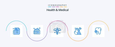 Ilustración de Salud y azul médico paquete de 5 iconos incluyendo diente. hospital. Médico. Tubo. laboratorio - Imagen libre de derechos