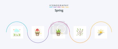 Illustration for Spring Flat 5 Icon Pack Including light. spring flower. flowers. flower. anemone - Royalty Free Image