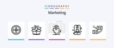 Ilustración de Marketing Line 5 Icon Pack Including box. marketing. finance. e-commerce. advertising. Creative Icons Design - Imagen libre de derechos