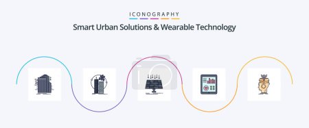 Illustration for Smart Urban Solutions And Wearable Technology Line Filled Flat 5 Icon Pack Including heart. monitoring. satellite. smart city. energy - Royalty Free Image