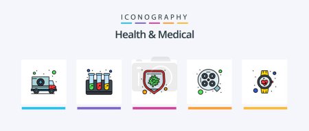 Illustration for Health And Medical Line Filled 5 Icon Pack Including medical record. hospital chart. assistance. health. bomb. Creative Icons Design - Royalty Free Image