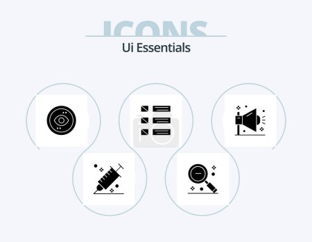 Illustration for Ui Essentials Glyph Icon Pack 5 Icon Design. list. design. search. view. interface - Royalty Free Image