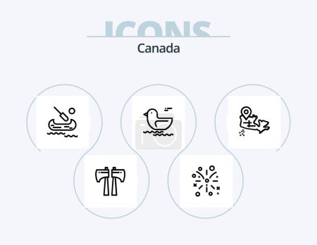 Téléchargez les illustrations : Canada Line Icon Pack 5 Icon Design. canada. laud. alpine. speaker. scandinavia - en licence libre de droit