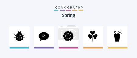 Téléchargez les illustrations : Spring Glyph 5 Icon Pack Including flower. flora. sand. flower. nature. Creative Icons Design - en licence libre de droit