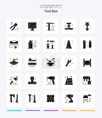 Illustration for Creative Tools 25 Glyph Solid Black icon pack  Such As garage. tools. planning. industry. tools - Royalty Free Image