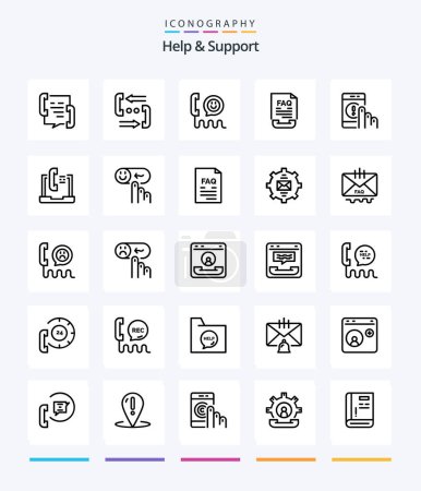 Illustration for Creative Help And Support 25 OutLine icon pack  Such As help. communication. help. phone. contact - Royalty Free Image