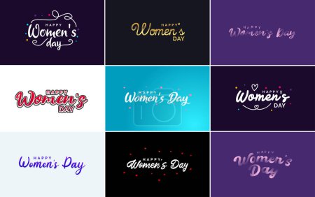 Illustration for International Women's Day greeting card template with a floral design and hand-lettering text vector illustration - Royalty Free Image