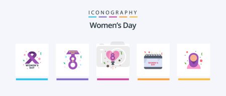 Ilustración de Womens Day Flat 5 Icon Pack Including . islamic women. day. arabic. celebrate. Creative Icons Design - Imagen libre de derechos