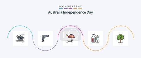 Ilustración de Australia Independence Day Line Filled Flat 5 Icon Pack Including bar. summer. indigenous. enjoy. umbrella - Imagen libre de derechos
