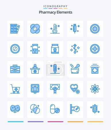 Ilustración de Elementos de Farmacia Creativa 25 Azul icono paquete Tal como la medicina. jeringa. Médico. Médico. doctor - Imagen libre de derechos