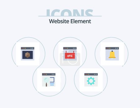 Téléchargez les illustrations : Website Element Flat Icon Pack 5 Icon Design. interface. browser. page. site. element - en licence libre de droit
