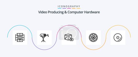 Ilustración de Producción de vídeo y hardware de la computadora de la línea 5 Icon Pack Incluyendo la foto. logo. especial. Película. caja - Imagen libre de derechos