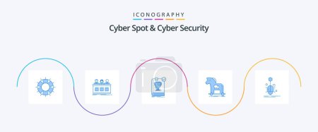Illustration for Cyber Spot And Cyber Security Blue 5 Icon Pack Including internet. cybercrime. judge. rules. leader - Royalty Free Image