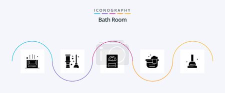 Illustration for Bath Room Glyph 5 Icon Pack Including . bathroom. heater. plunger. bathroom - Royalty Free Image
