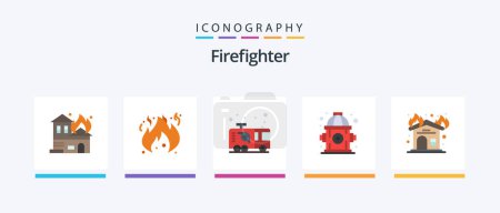 Illustration for Firefighter Flat 5 Icon Pack Including interior. fire. emergency. water. fire. Creative Icons Design - Royalty Free Image