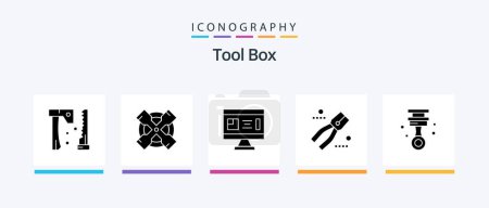 Illustration for Tools Glyph 5 Icon Pack Including garage. tool. blueprint. pliers. construction. Creative Icons Design - Royalty Free Image