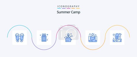 Illustration for Summer Camp Blue 5 Icon Pack Including . tree. gas. plant. location - Royalty Free Image