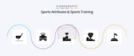Illustration for Sports Atributes And Sports Training Glyph 5 Icon Pack Including golf. corner. sport. goblet. champion - Royalty Free Image