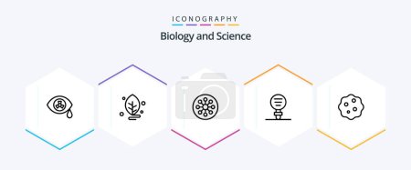 Illustration for Biology 25 Line icon pack including bacterium. laboratory. biology. experiment. biology - Royalty Free Image