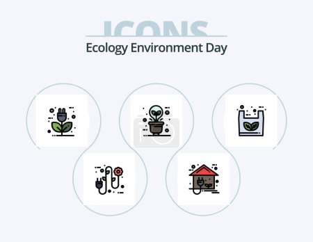 Illustration for Ecology Line Filled Icon Pack 5 Icon Design. recycle. leaf. battery. eco. electric - Royalty Free Image
