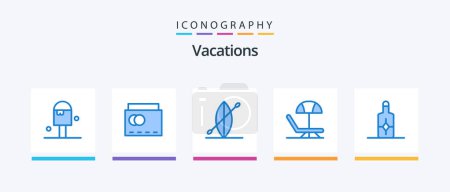 Illustration for Vacations Blue 5 Icon Pack Including . cream. beach. beach. summer. Creative Icons Design - Royalty Free Image