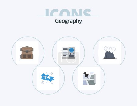 Illustration for Geo Graphy Flat Icon Pack 5 Icon Design. travel. id. map. passport. luggage - Royalty Free Image